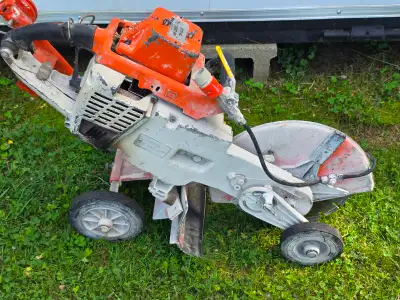 For sale a Stihl TS760AV Quick Cut Cement Saw With A Rolling Cart. This is a powerful professional c...