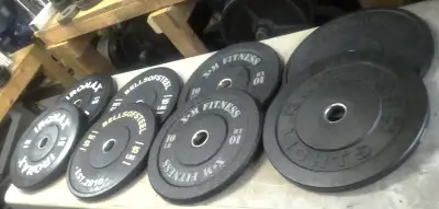 120 Lb. Set of Olympic Weights Bumper Plates, View more