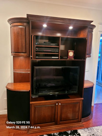 Wall unit for tv with storage. Solid wood