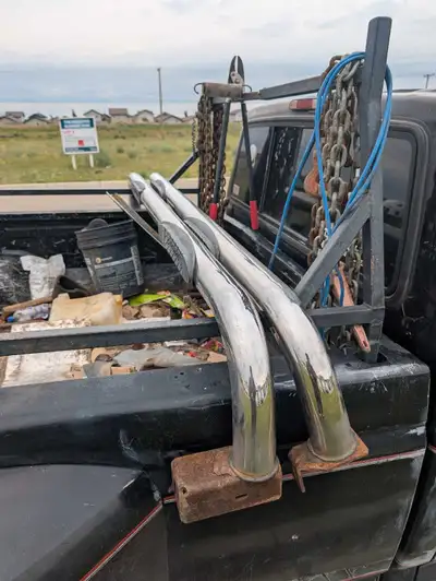 Great shape were on 8 GMC 2500 but can mount to many, best offer, have 6" cap and couple lo rider to...