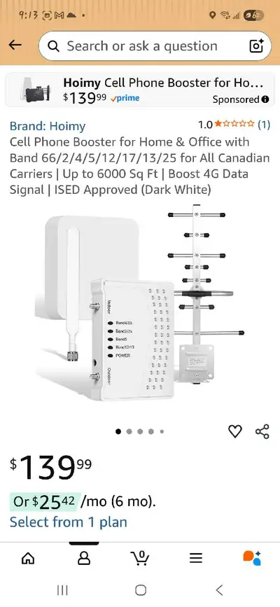 Boost your cell signal with this Hoimy cell phone booster, designed for home or office use. It suppo...