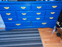Blue and yellow vintage dresser