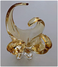 VTG Stunning Signed Chalet Canadian Artistic Glass Golden Amber