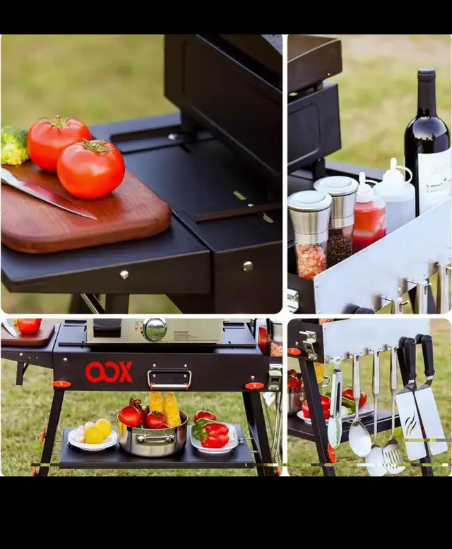 SELPONT Grill Table with Double-Shelf for Outdoor Prep,Folding G in Patio & Garden Furniture in Hamilton - Image 5