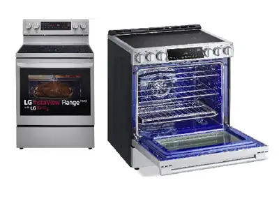 LG ELECTRIC STOVE- 30" with air fryer FREE STANDING-$899-NO TAX, View more