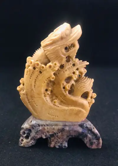 Chinese Soapstone Carving of a Dragon Measures 5.5” x 3.75”