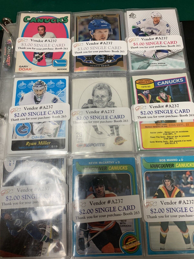 Vancouver Canucks HOCKEY CARDS BINDER Antique Mall Booth 263 in Arts & Collectibles in Edmonton