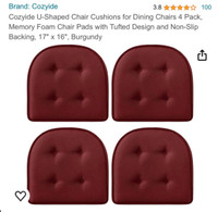 Cozyide U-Shaped Chair Cushions for Dining Chairs 4 Pack
