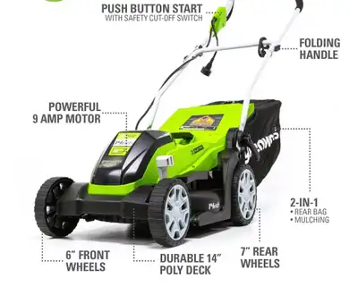 New Greenworks Electric Lawnmower for sale still in the box, View more
