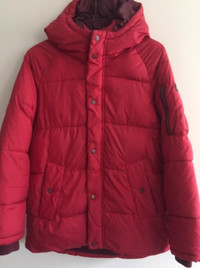 Zara Woman Size S Winter Puffer Snow Fleece Lined Red Jacket