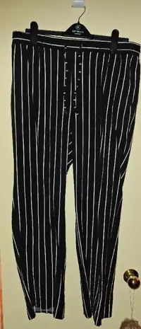 Pantalon léger d'été noir rayé blanc large/ 2xl