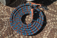 Teal/maroon braided paracord roping reins