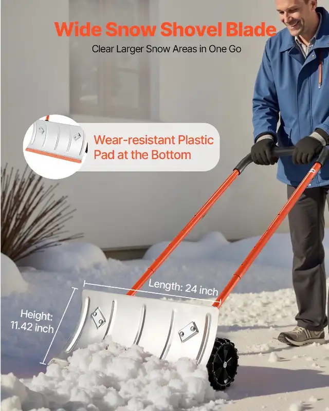 Snow Shovel Heavy-Duty Metal Adjustable  Wheeled Snow Remover in Outdoor Tools & Storage in Cornwall - Image 10