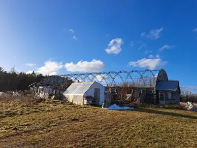 Galvanized steel arch frame for sale. This has a 3000 square footprint and is made up of 13 steel ar...