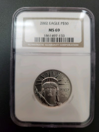 2002 ½ Oz 0.9995 Platinum Eagle coin MS69