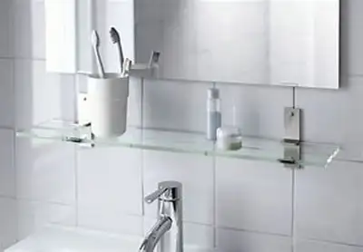 $20 - Grundtal glass shelf kit - ss mounting brackets - 60 x 12 cm $20 - Baron curved glass shelf ki...