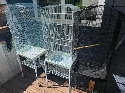 Bird cages three tall one opens at the top, View more