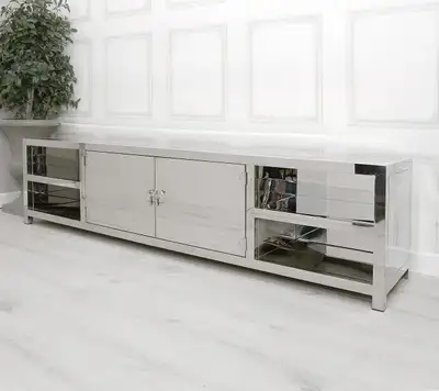 Solid Chrome and glass Velvet inside with glass shelf Gorgeous stunning piece In mint condition Almo...