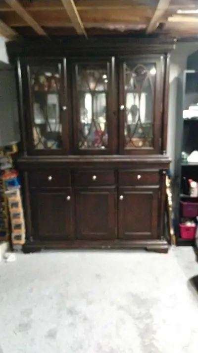 Traditional Dark Wood China Cabinet, View more