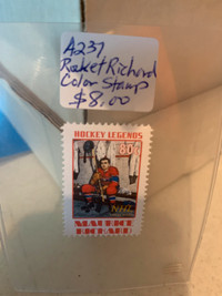 Maurice Rocket Richard Stamp Color Montreal HABS Showcase 319