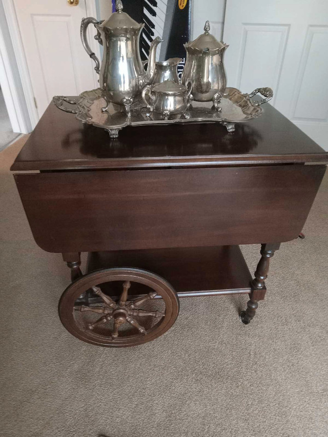 Antique Tea Wagon  Silver Tea Coffee set in Dining Tables & Sets in Oshawa / Durham Region