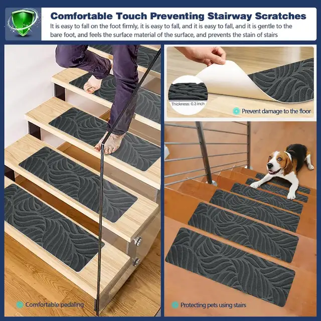 Non-Slip Stair Treads Carpet for Wooden Steps 21.6 x 7.4 in Rugs, Carpets & Runners in Ottawa - Image 4