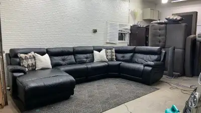 black leather sectional Free Delivery , View more