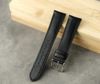 Black French Calf (Padded) Leather Strap - 19/16