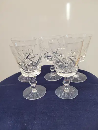 VTG “Pinwheel” Crystal Water Goblets/Wine Glasses, View more