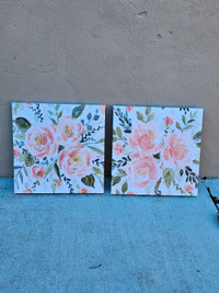 REDUCED! 2 Lovely Floral Canvas Prints for Sale! 