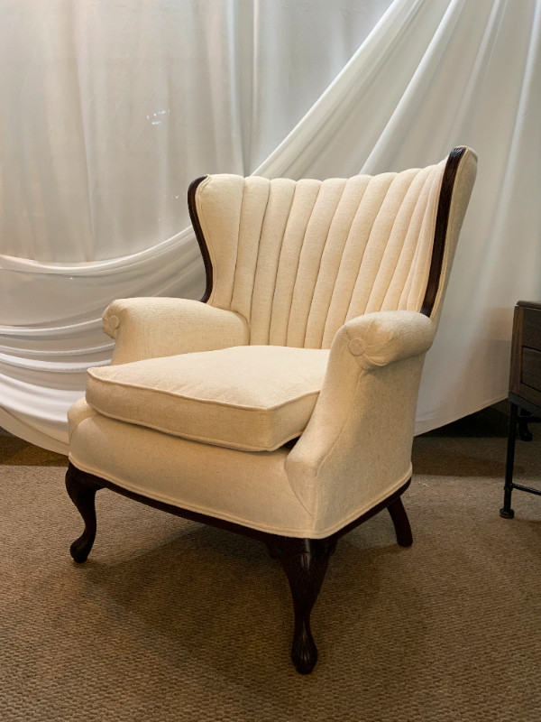 Cream White Wingback Chair in Chairs & Recliners in Dartmouth - Image 2