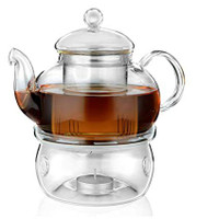 Glass Teapot/Kettle with Heat Resistant Removable Glass Infuser
