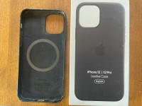 iPhone 12 Black Leather Case