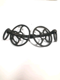 VINTAGE HORSE BIT AND RINGS CAST IRON