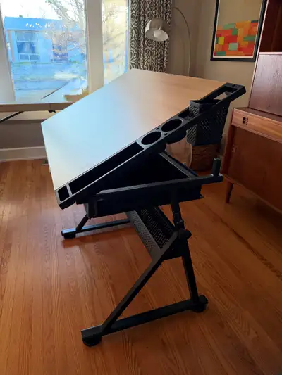 Adjustable Drawing Table with Storage Drawers, View more