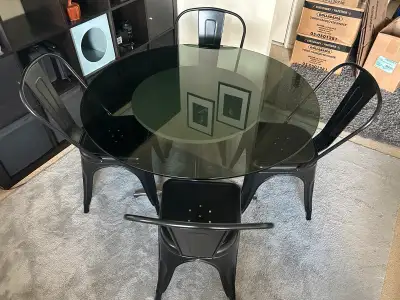 Glass Dining Table with 4 Chairs, View more