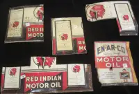 Red Indian oil quart tin can garage auto