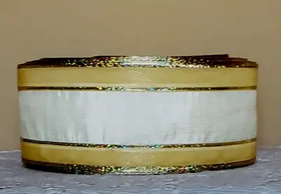 LARGE ROLL OF SATIN RIBBON WITH 1.5cm. GOLD TRIM, View more