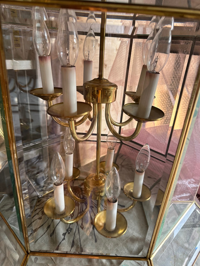 Vintage Glass Brass Traditional 10 Light Dome Lantern StyleFoyer in Indoor Lighting & Fans in Regina - Image 4