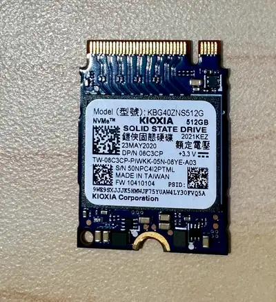 Kioxia Toshiba 512Gb  NVME SSD  Gen3 x4 M.2 2230, View more
