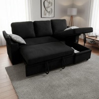 Corduroy Sectional Sofa Bed (Black) City of Montréal Greater Montréal Preview