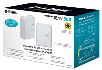 D-Link PowerLine AV 500 Network Kit (DHP-309AV) – HD Streaming, View more