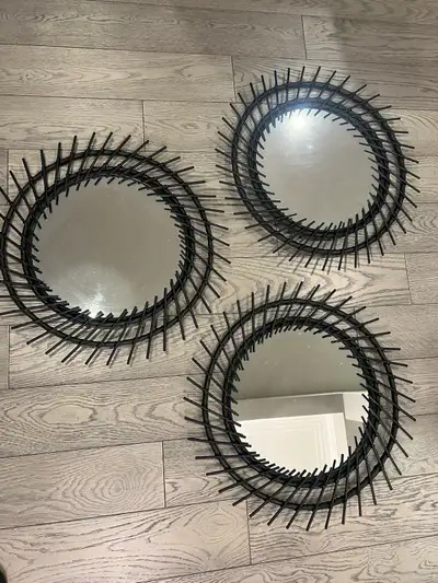 Set of 3 wall decorative mirrors 24 inch
