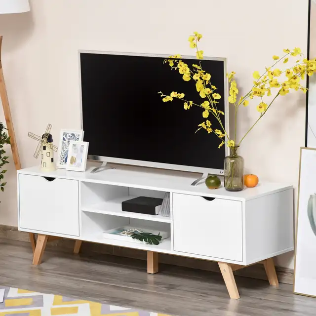 Wooden TV Stand with 2 Storage Cabinet Stand for TV's up to 65" in TV Tables & Entertainment Units in Markham / York Region - Image 9