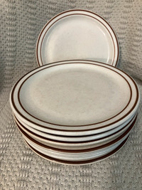 Nine 9.25 inch, Very Durable China Dinner Plates. 