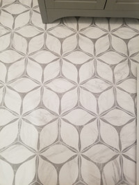 Floor & Wall Tile - Corola Grey Hexagon Floral Tile