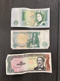 Bank notes UK & republica dominicana 