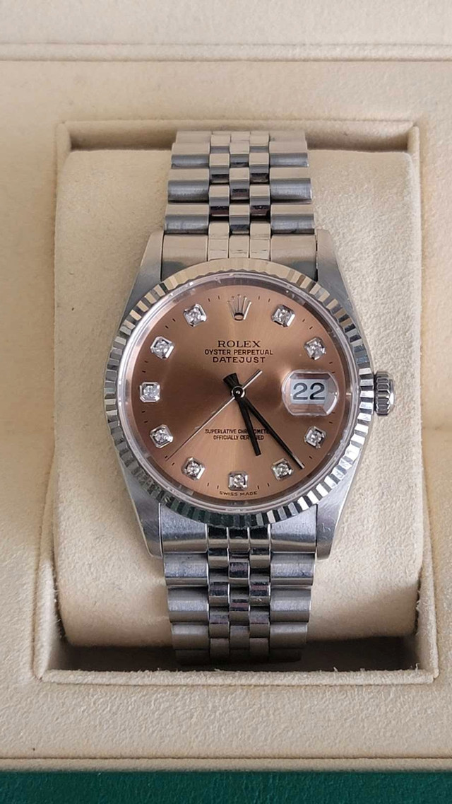 36mm Rolex Datejust Diamond Champagne Dial 18k  in Jewellery & Watches in Mississauga / Peel Region - Image 4