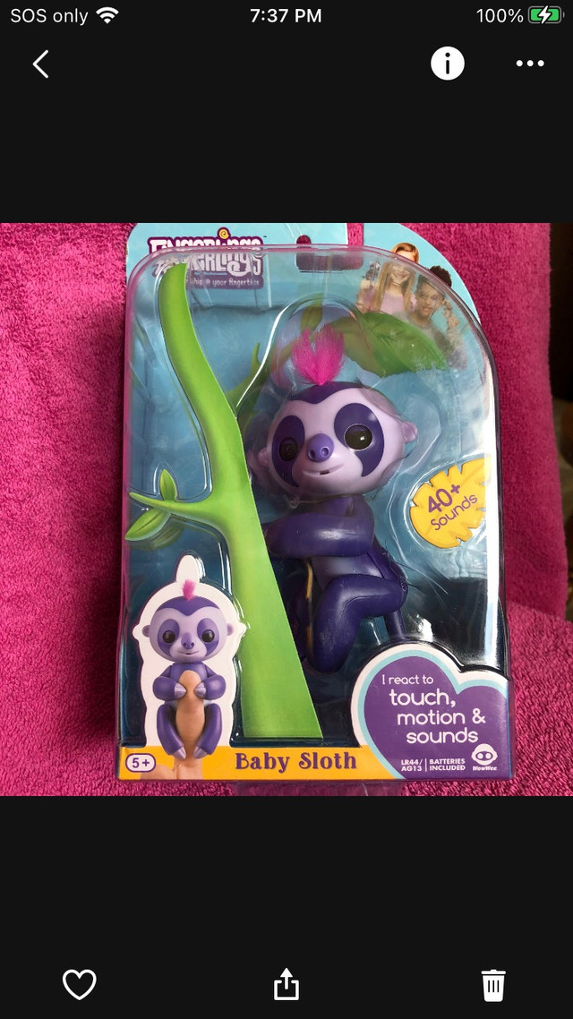 Fingerlings, new, 2 baby monkeys and one baby sloth  in Toys in Sudbury