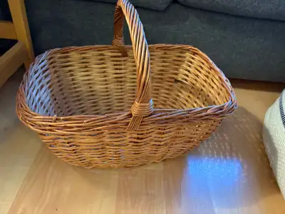 Basket with handle $10, 16” x 11” x  13” including handle, View more